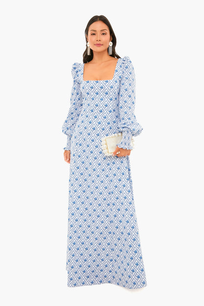 Blue Diamond Toile Elliot Maxi Dress