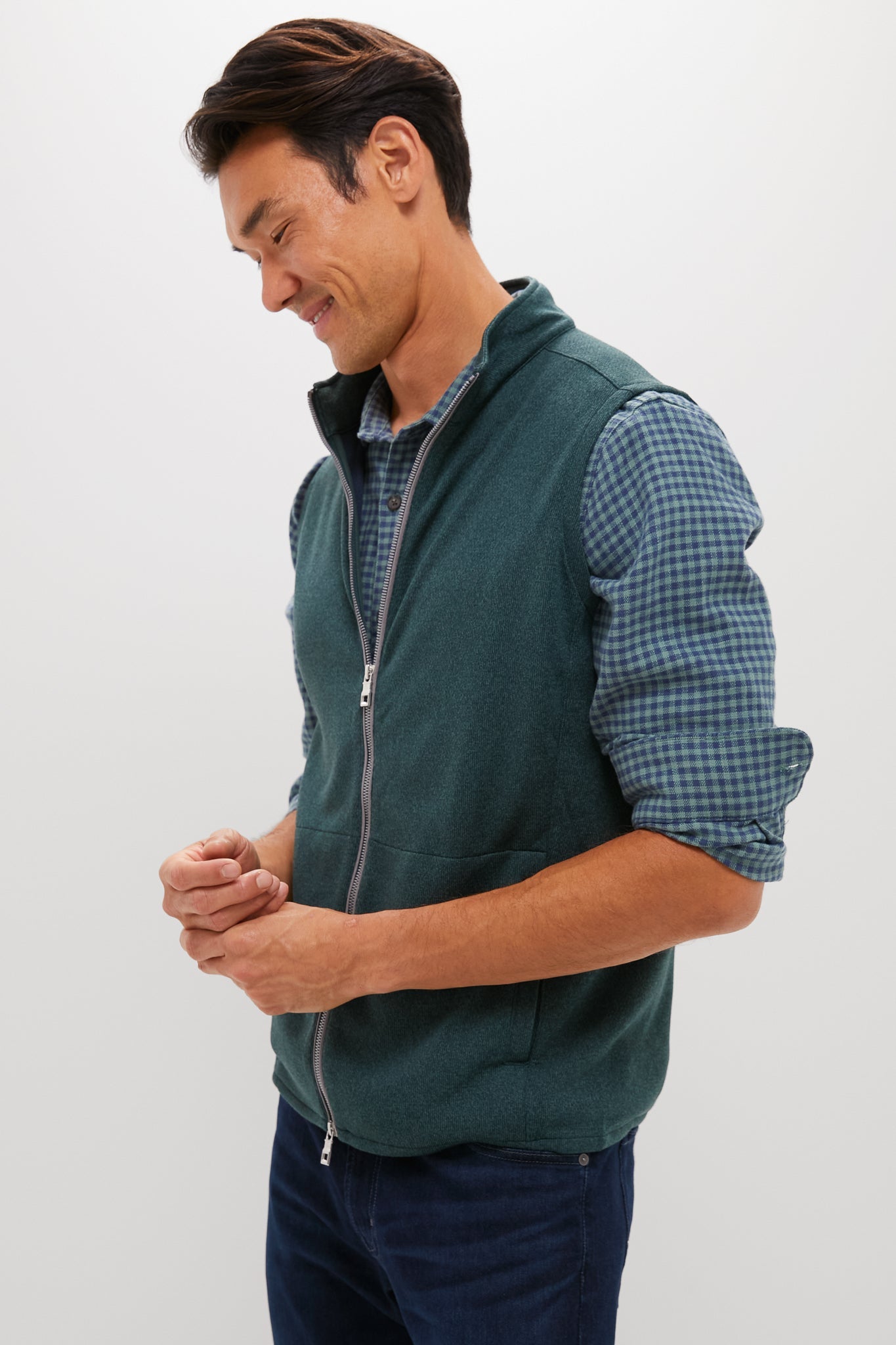 Deep Verdant Crown Sweater Fleece Vest