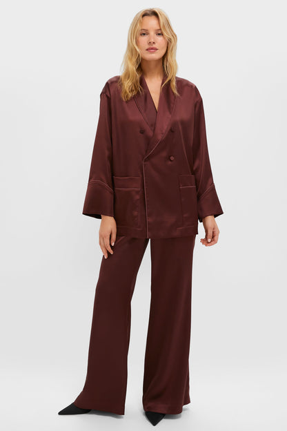 Chocolate Satin Smoking Jacket
