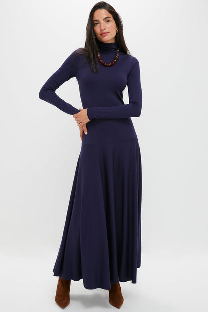 Ink Lux Jersey Knit Turtleneck Long Sleeve A-Line Dress