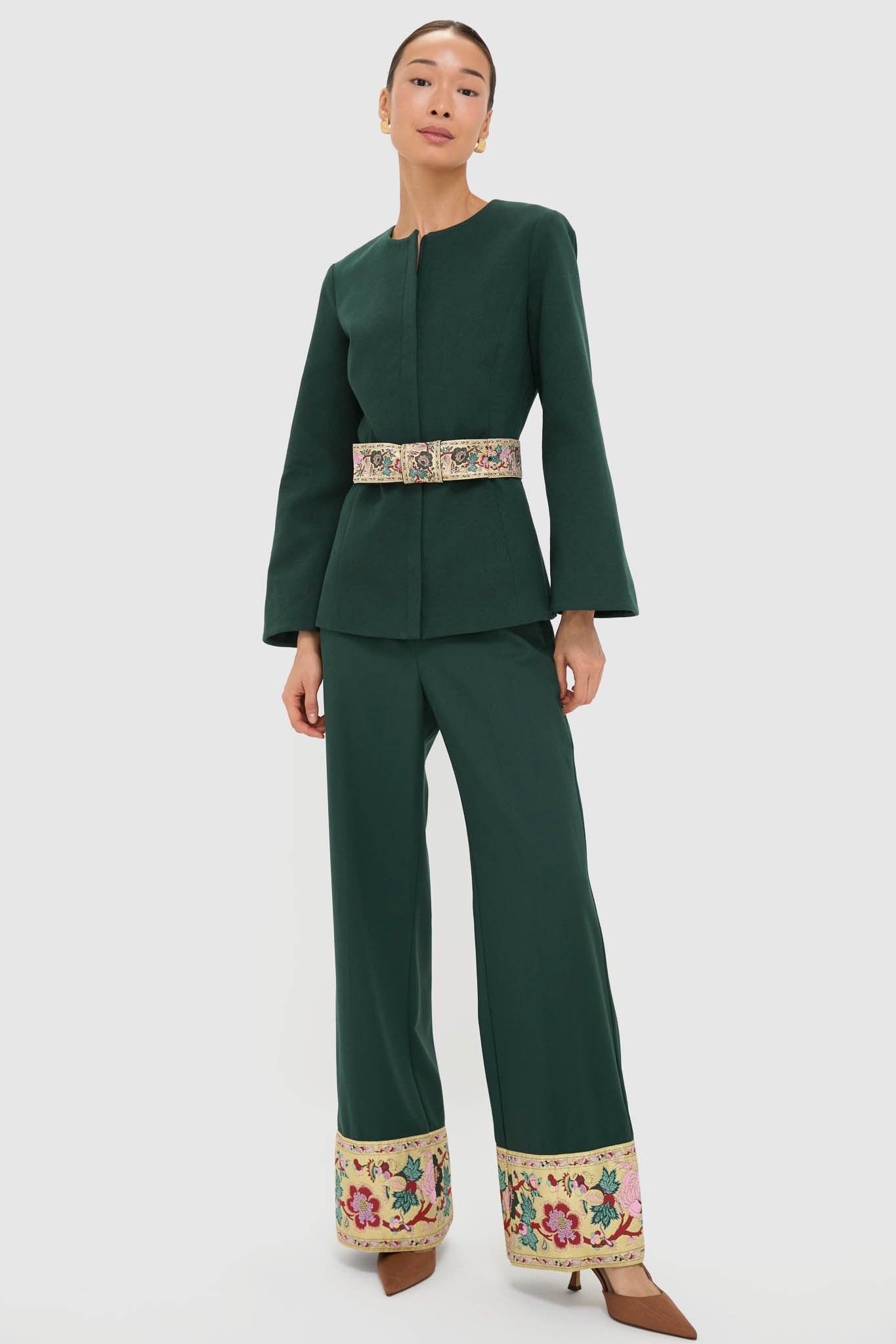 Garden Scrollwork Jacquard Belted Rhoda Tunic Top