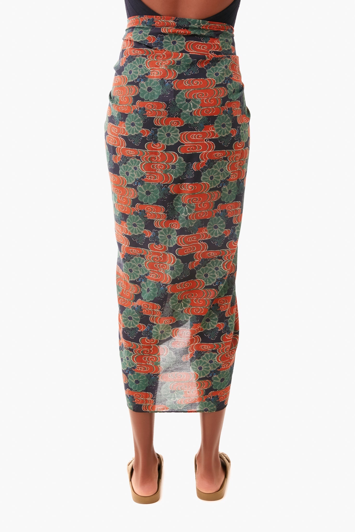 Forest Cloud Floral Printed Paz Coverup