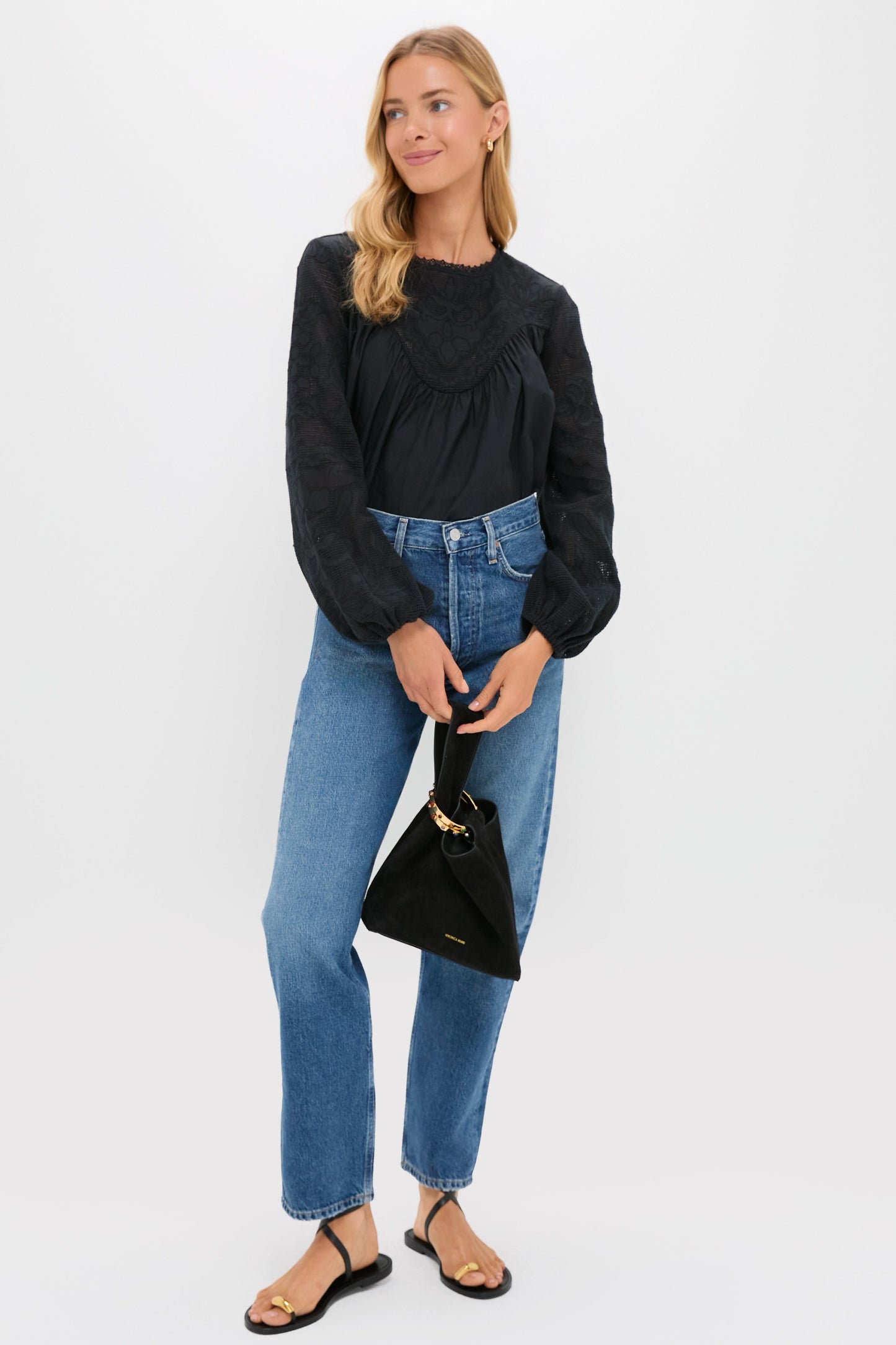 Black Patchwork Embroidered Cressida Blouse