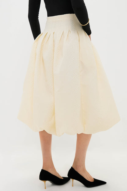 Cream Fayetta Embossed Bubble Skirt