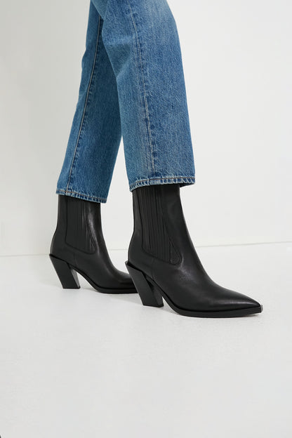 Black Leather Mandey Booties