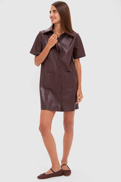 Merlot Leather Violetta Shirt Dress