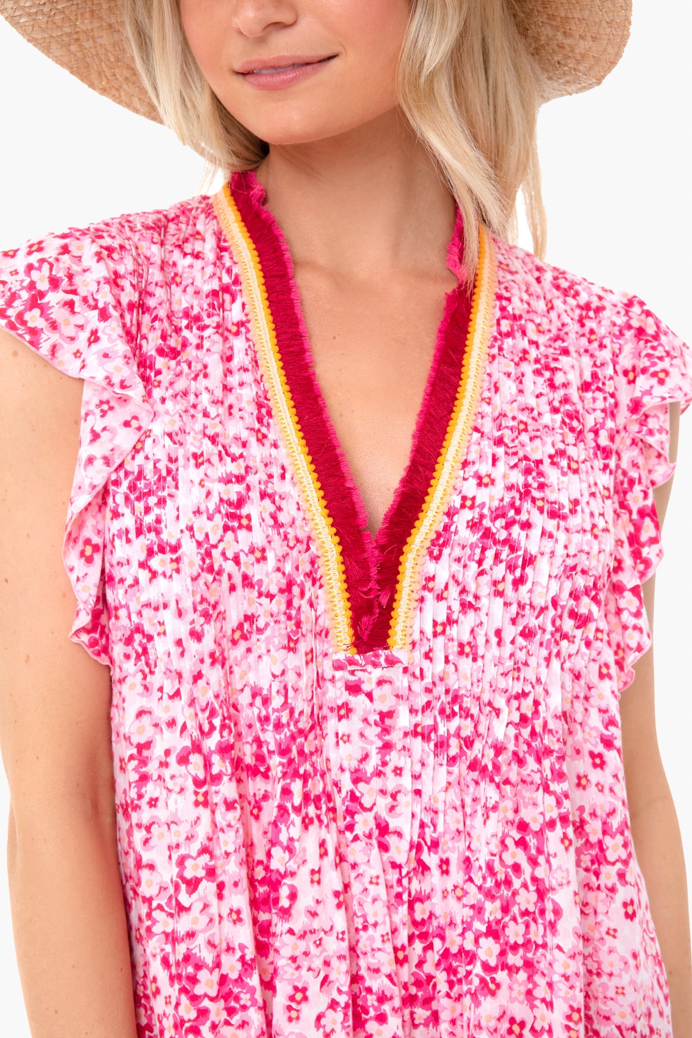 Pink Hortensia Sasha Trimmed Mini Dress