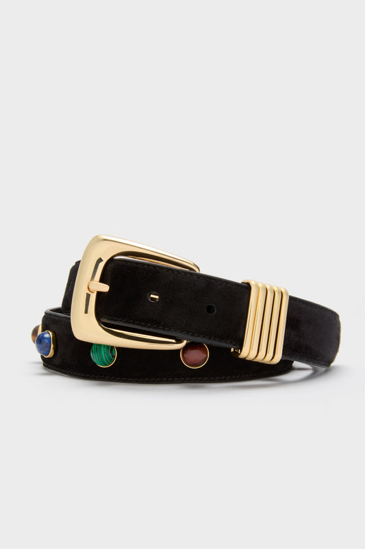 Black Stone Embellished Harness Belt