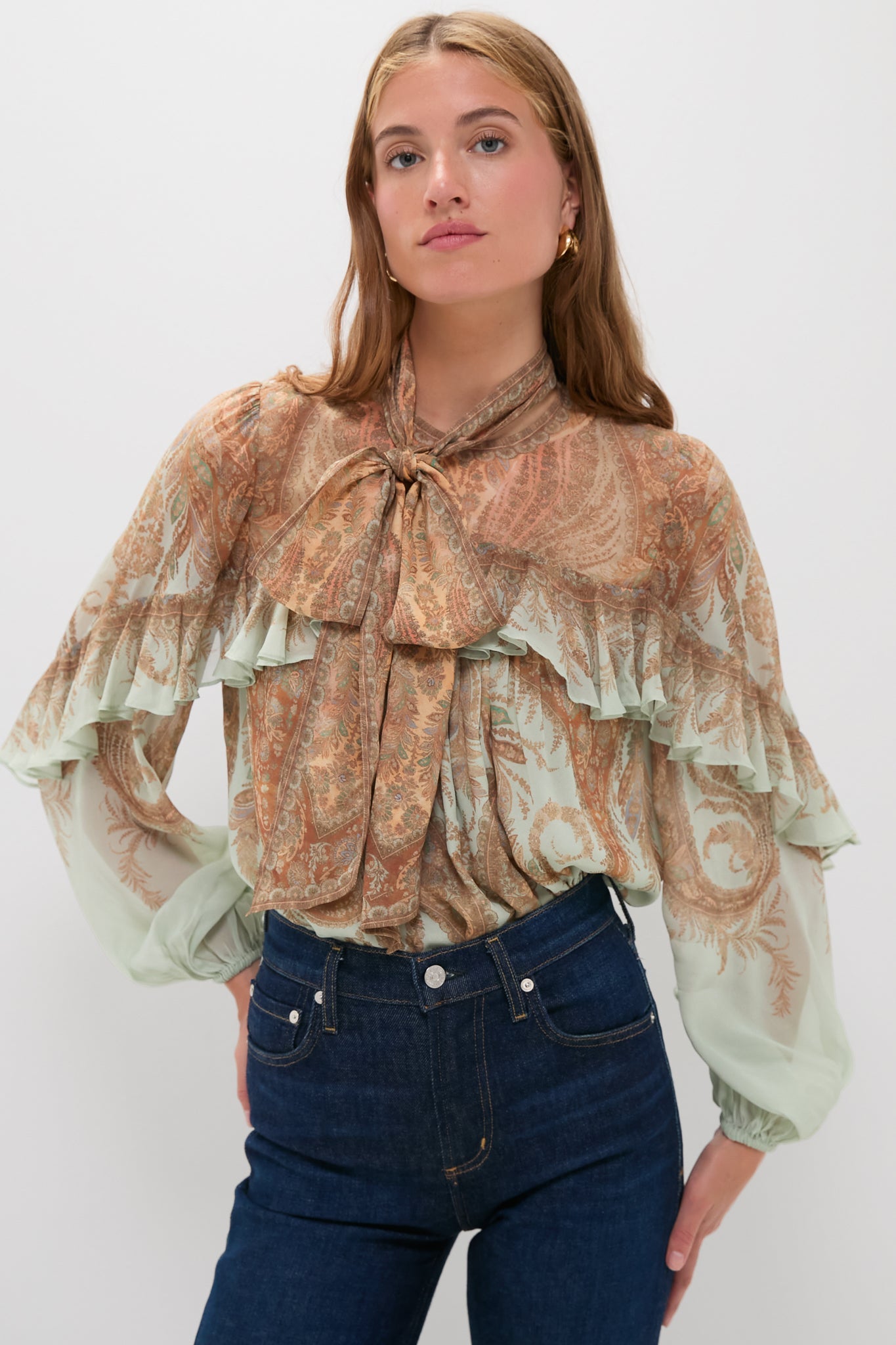 Mint Paisley Memento Flutter Blouse
