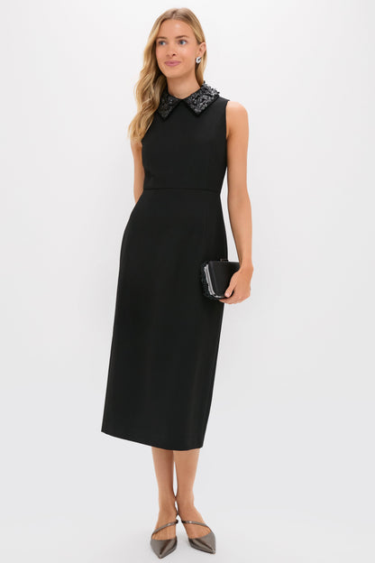 Black Floral Applique Helena Dress