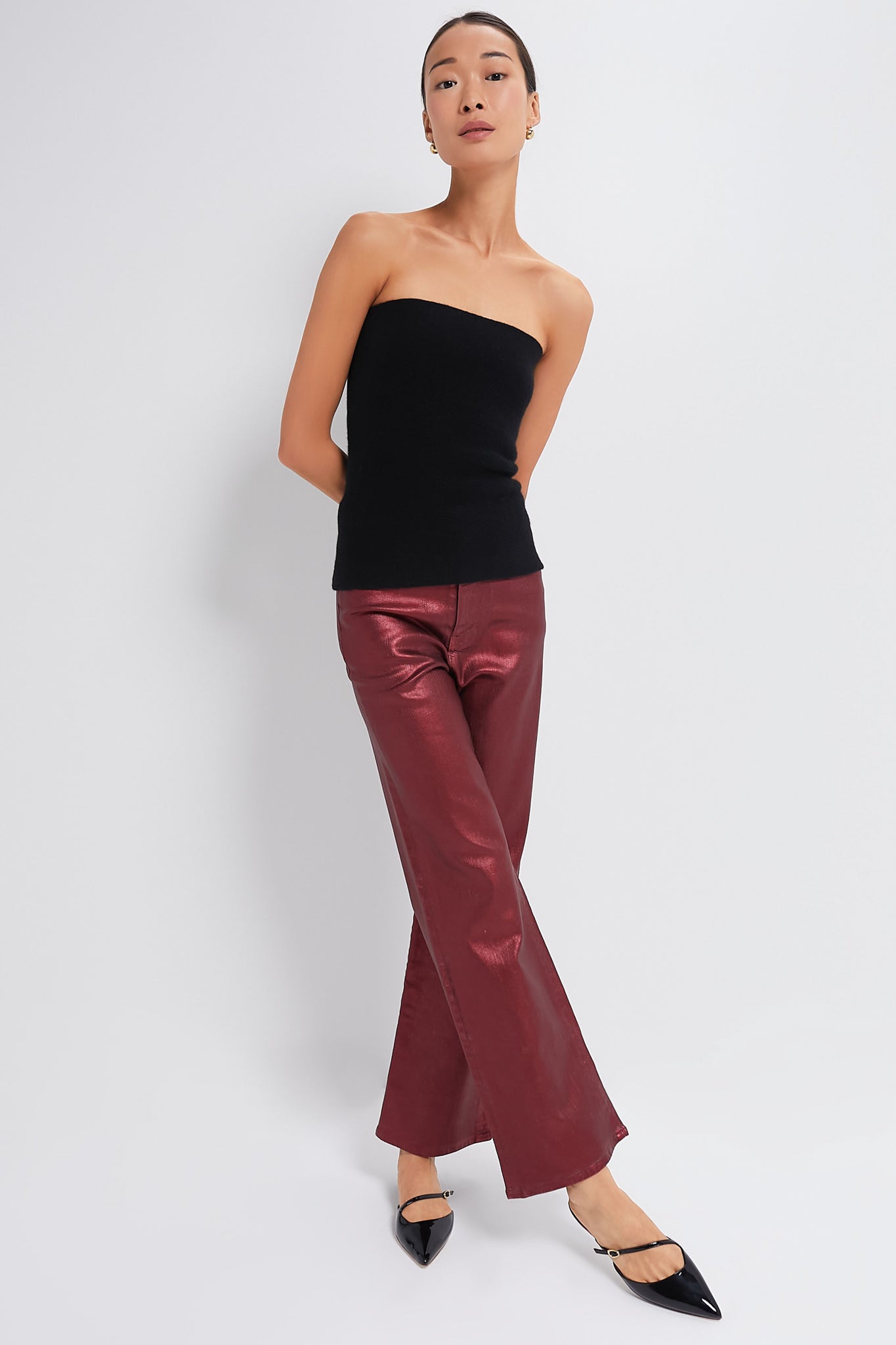 Burgundy Metallic Crosbie Wide Leg