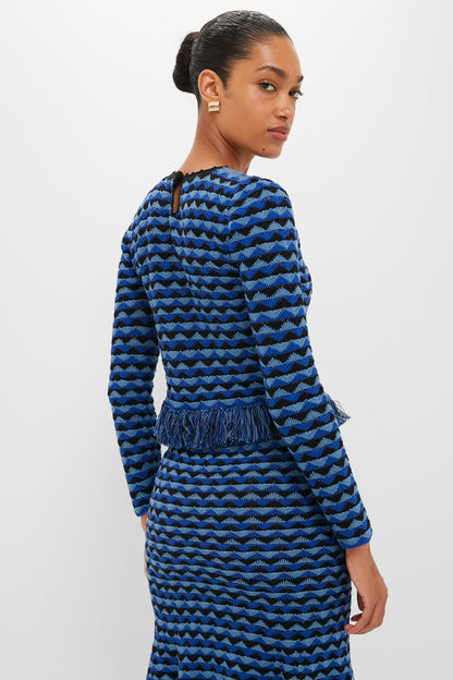 Blue and Black Profundo Long Sleeve Top