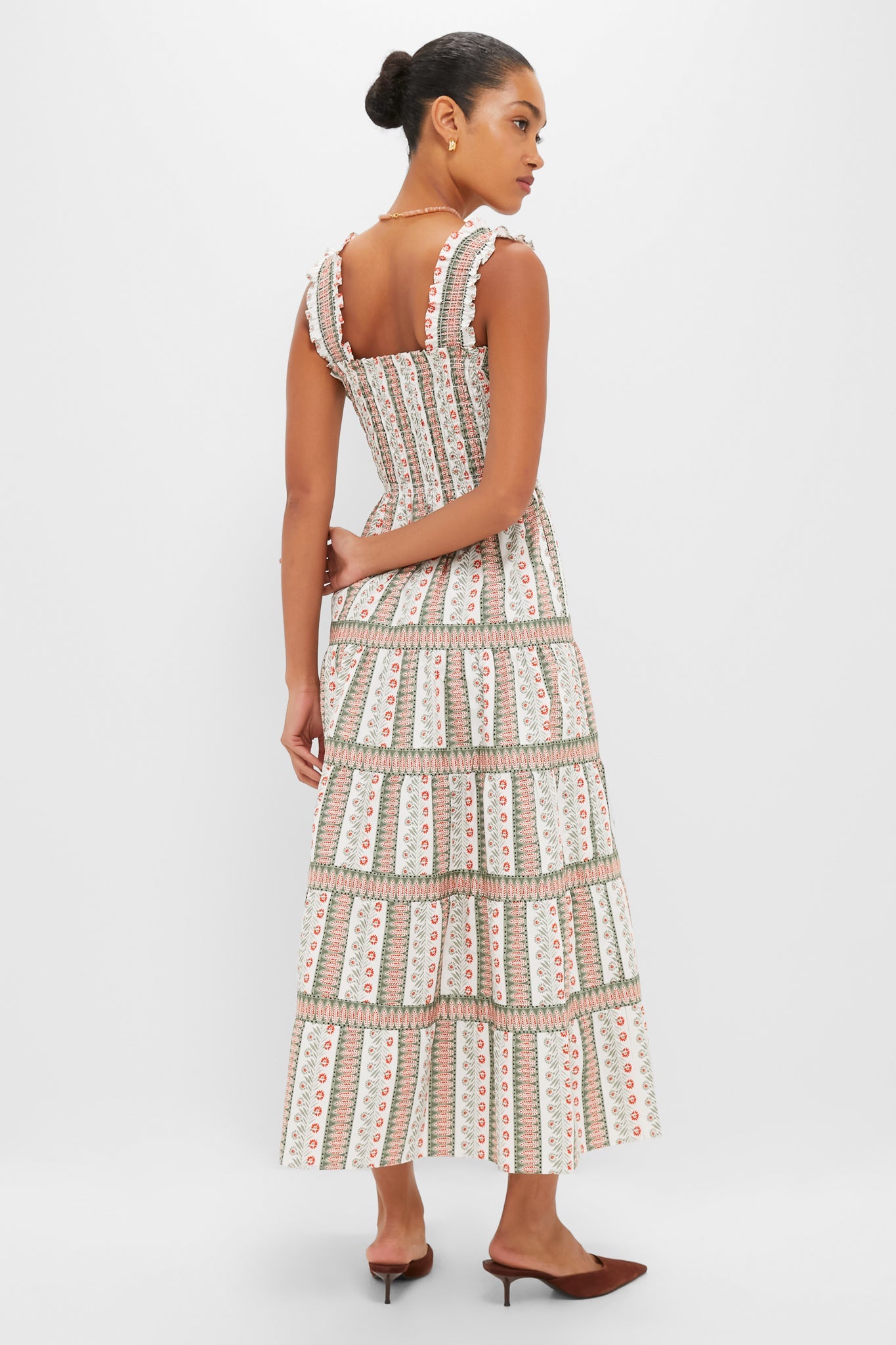 Olive and Paprika Cosmos Floral Stripe Kimmy Maxi Nap Dress