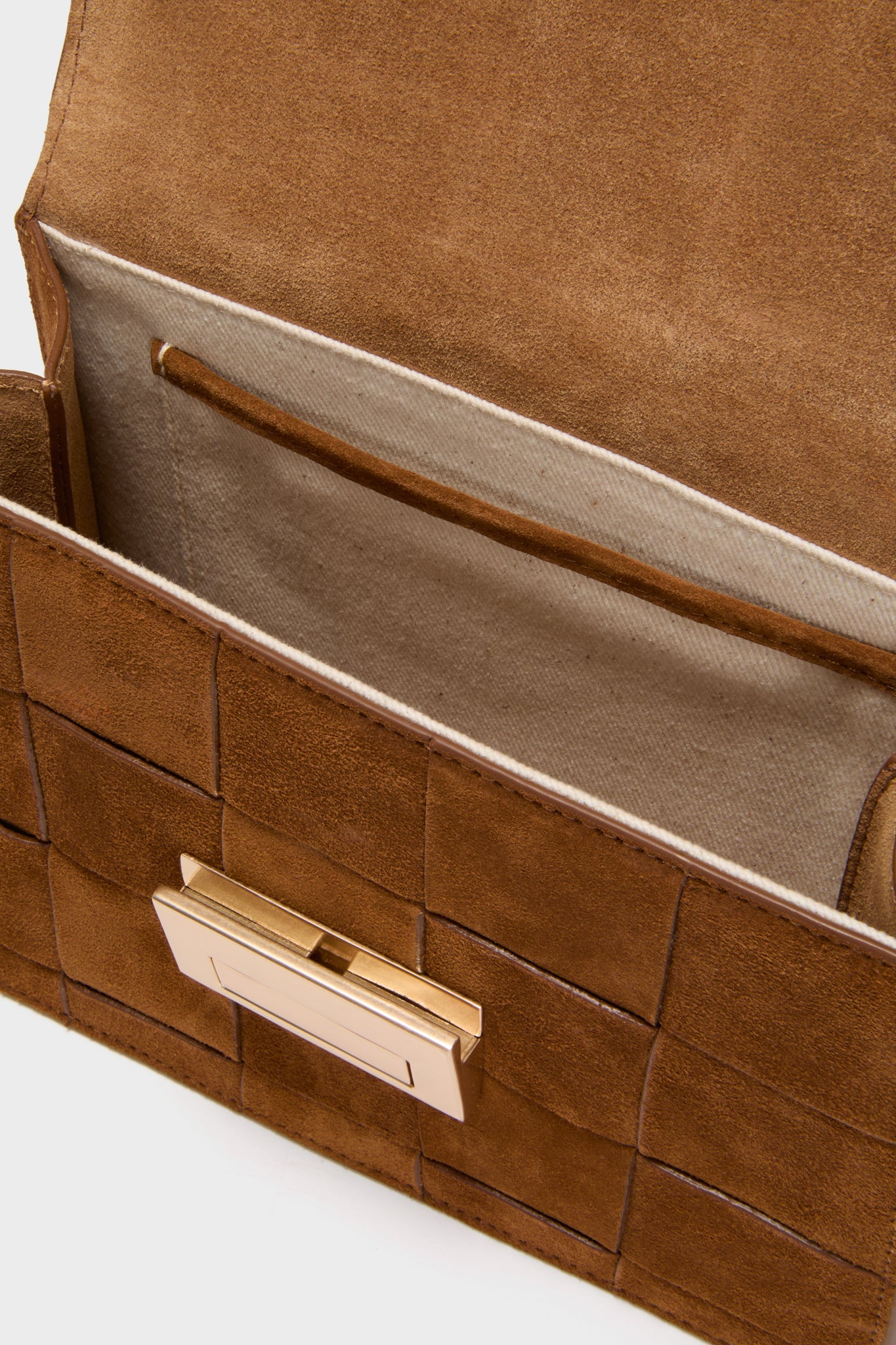 Woven Cacao Suede Delphine Crossbody Bag