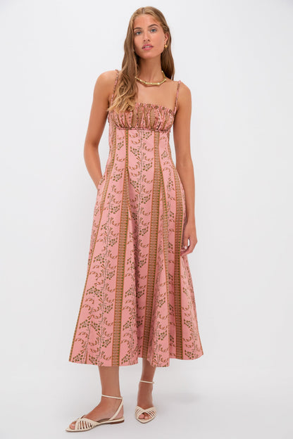 Rust Dandelion Floral Stripe Maisie Dress