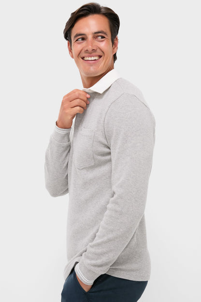 Heather Grey Waffle Rugby Polo