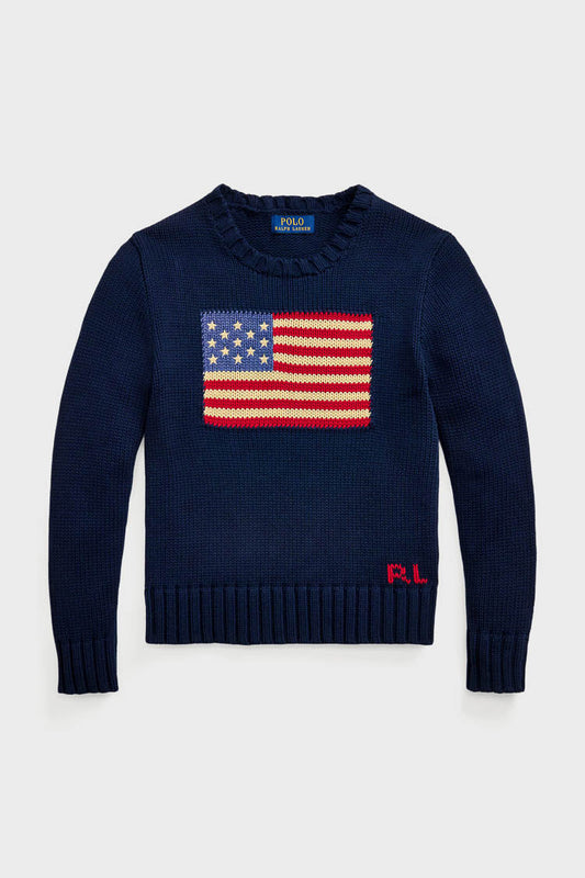 Flag Cotton Crewneck Sweater