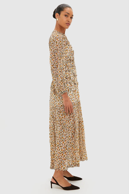 Swan Iona Silk Long Sleeve Midi Dress