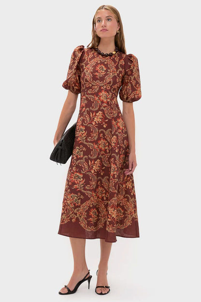 Burgundy Seraphine Midi Dress