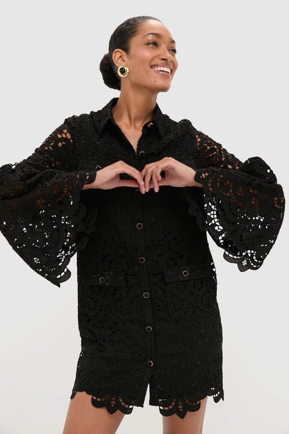 Black Lace Long Sleeve Rachael Mini Dress