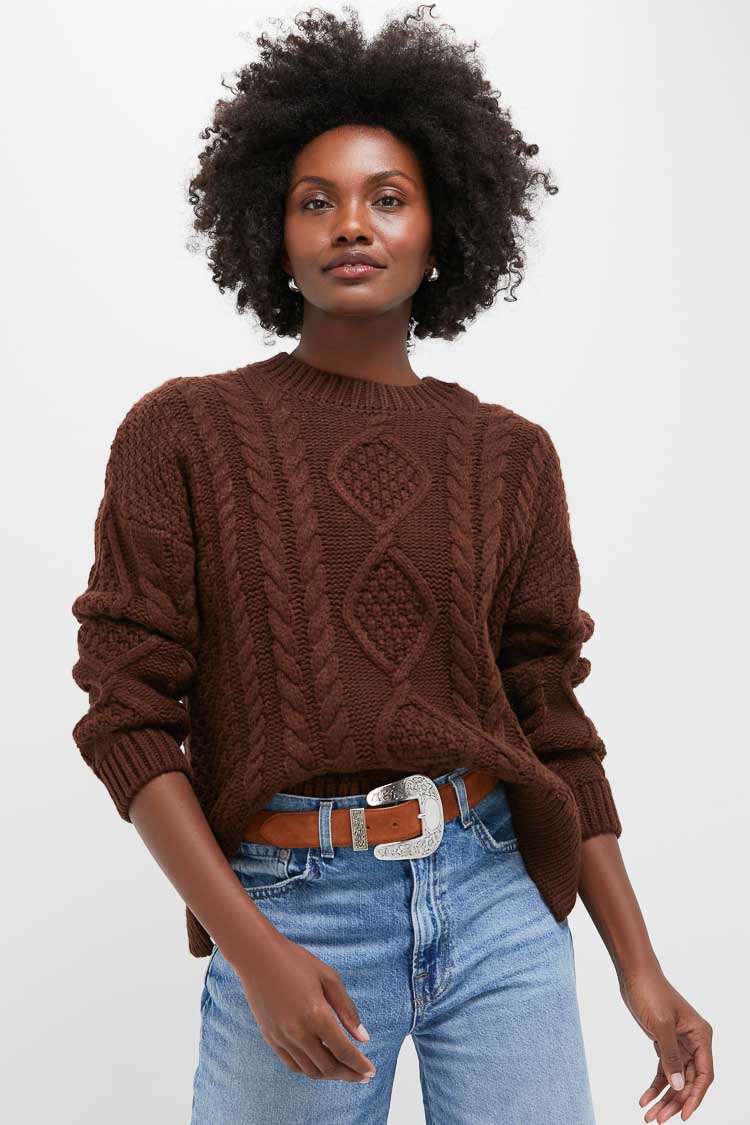 Chocolate Cable Knit Verbier Sweater