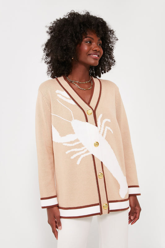 Tan Lobster Cotton Lauren Cardigan