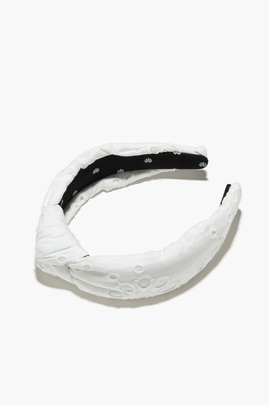 White Eyelet Knotted Headband