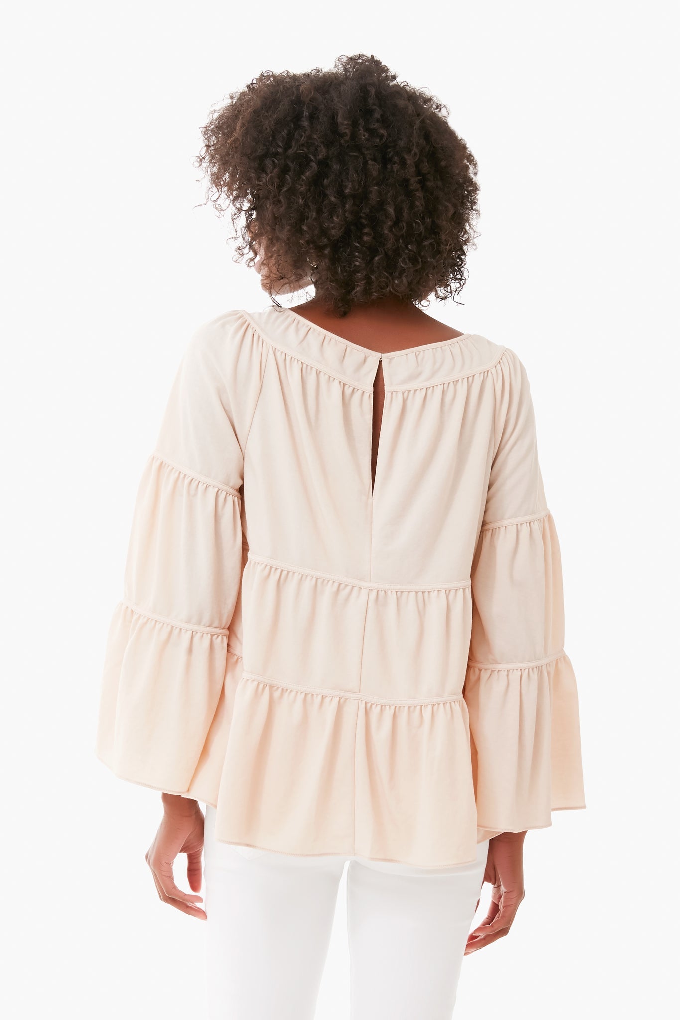 Marzipan Pique Shirred Top