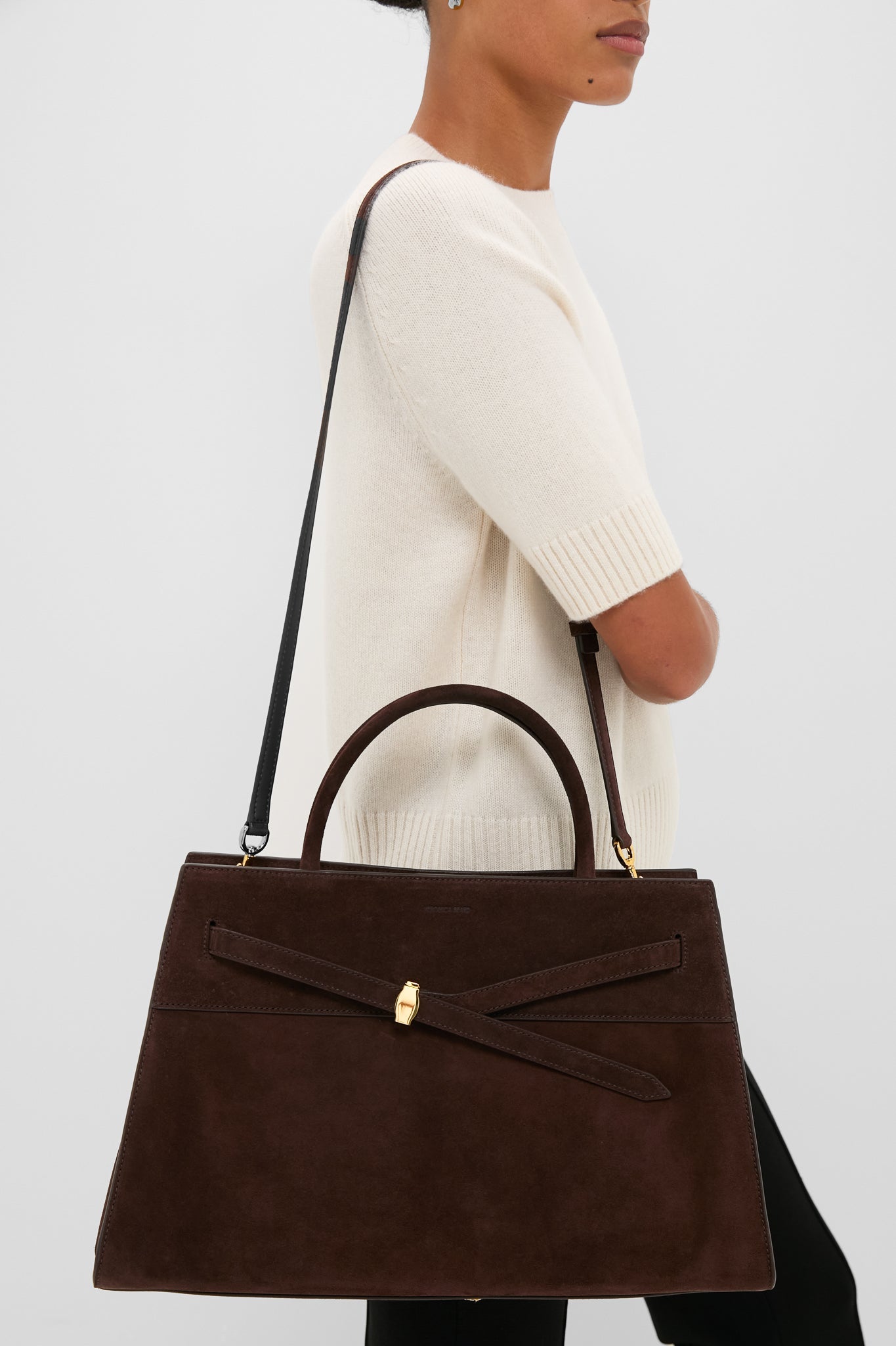 Espresso Large Suede Veronica Beard Dash Bag