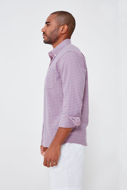 Blue Rose Gingham Stretch Oxford Shirt