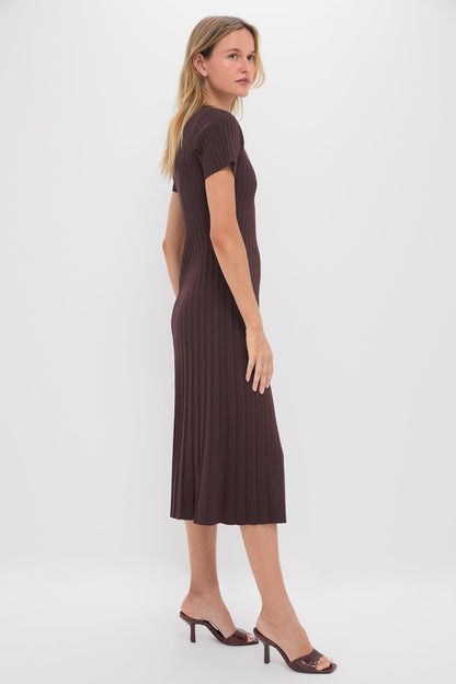 Chocolate Knit Murphy Swing Midi Dress