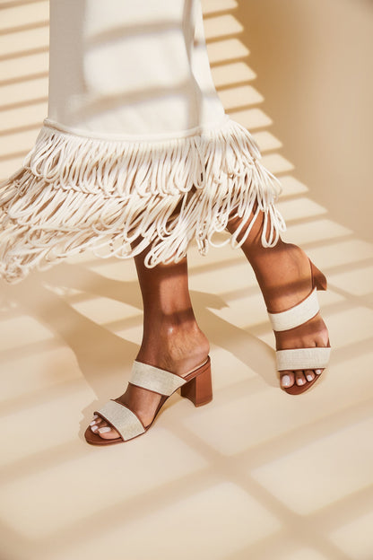 Canvas and Leather Mercer Heels