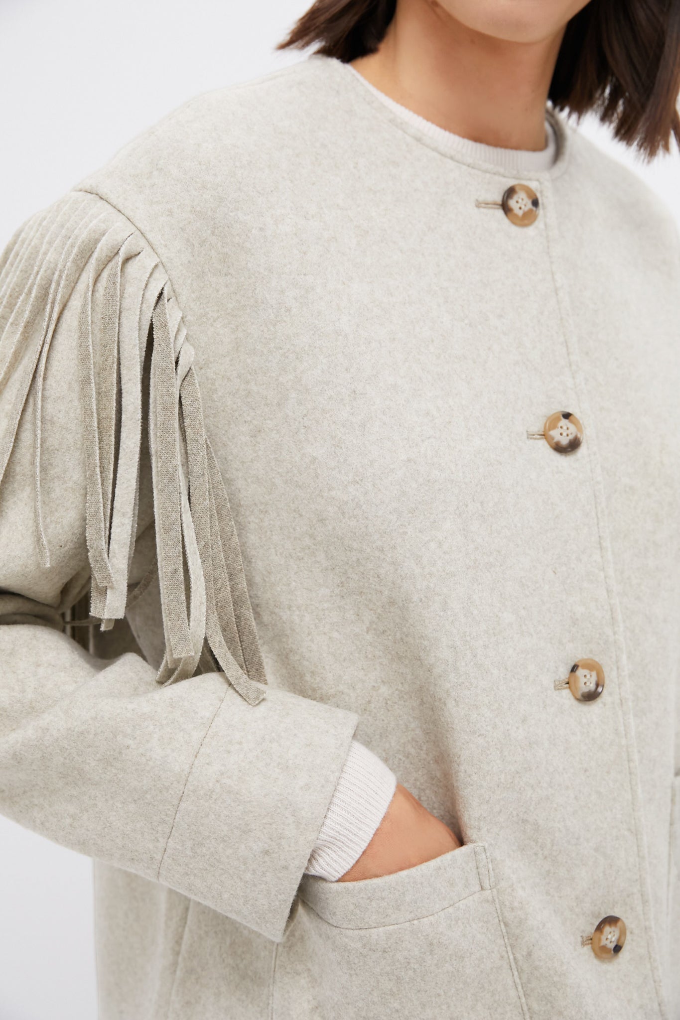 Melange Gray Fringe Purcell Jacket