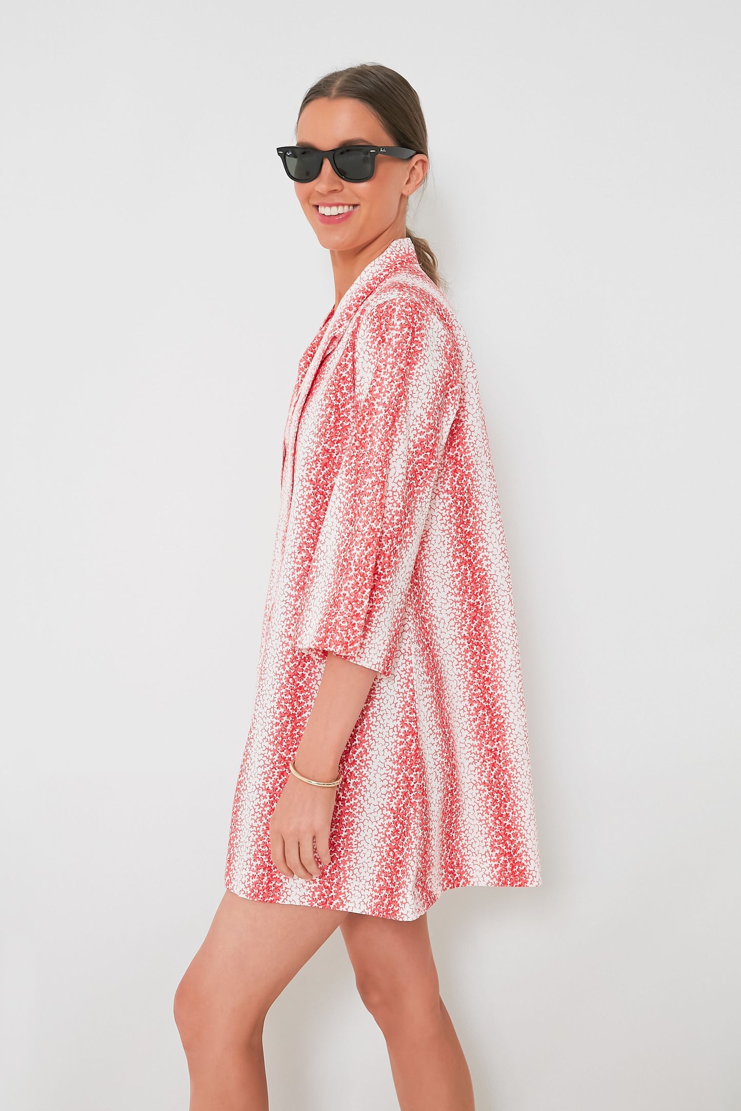 Speckled Coral Poplin Marseille Caftan
