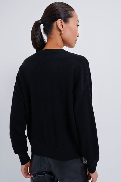 Black Emma Cashmere Boyfriend Crewneck