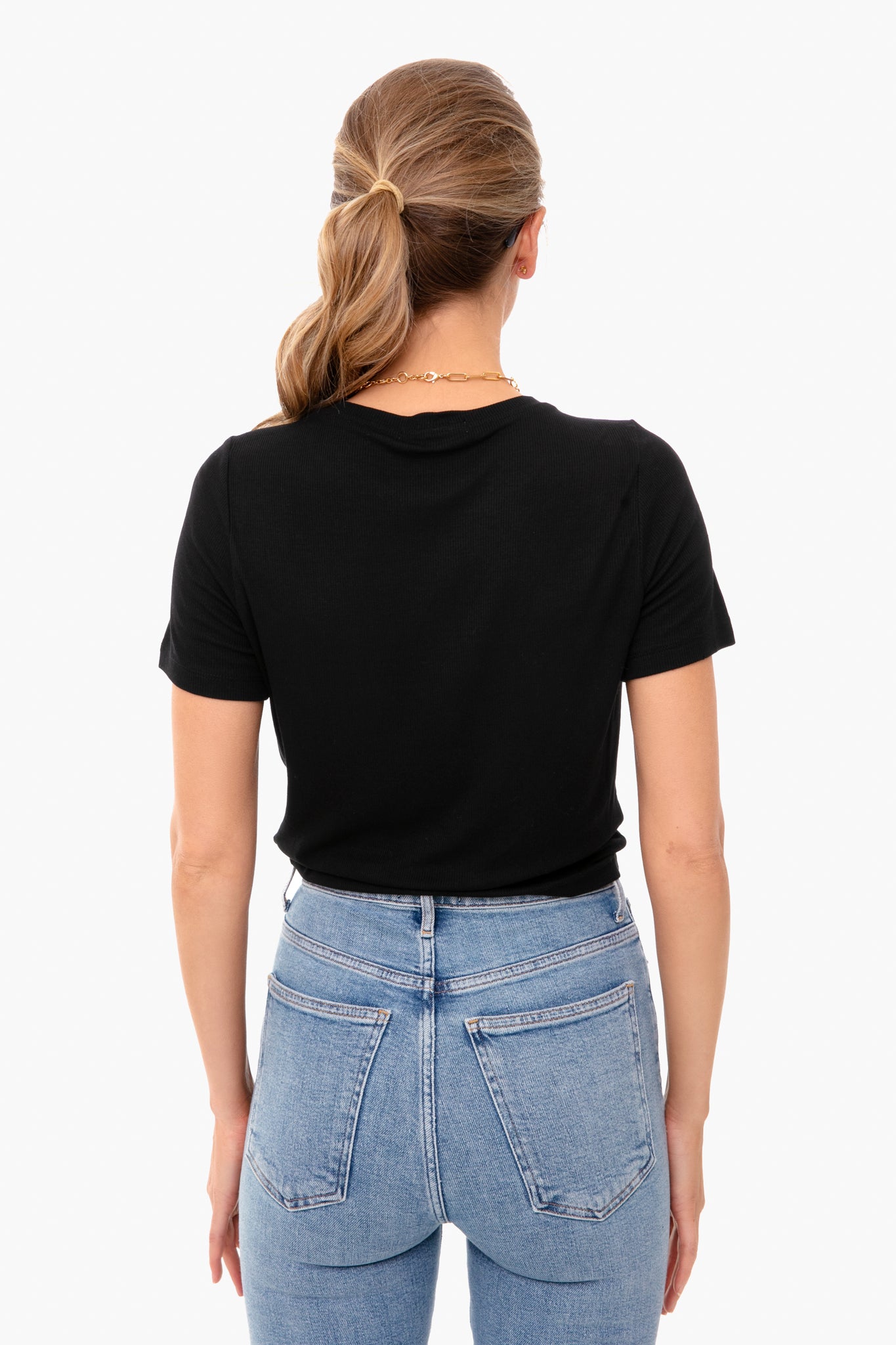 Black Lexi Twist Front Tee