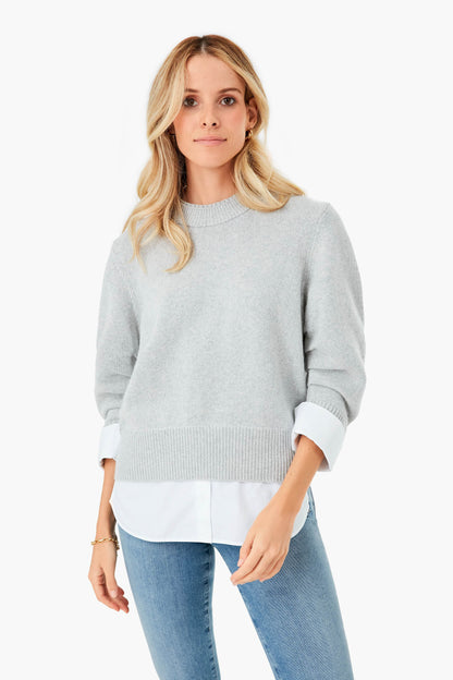 Oyster Gray Melange Raya Ruched Crew Looker