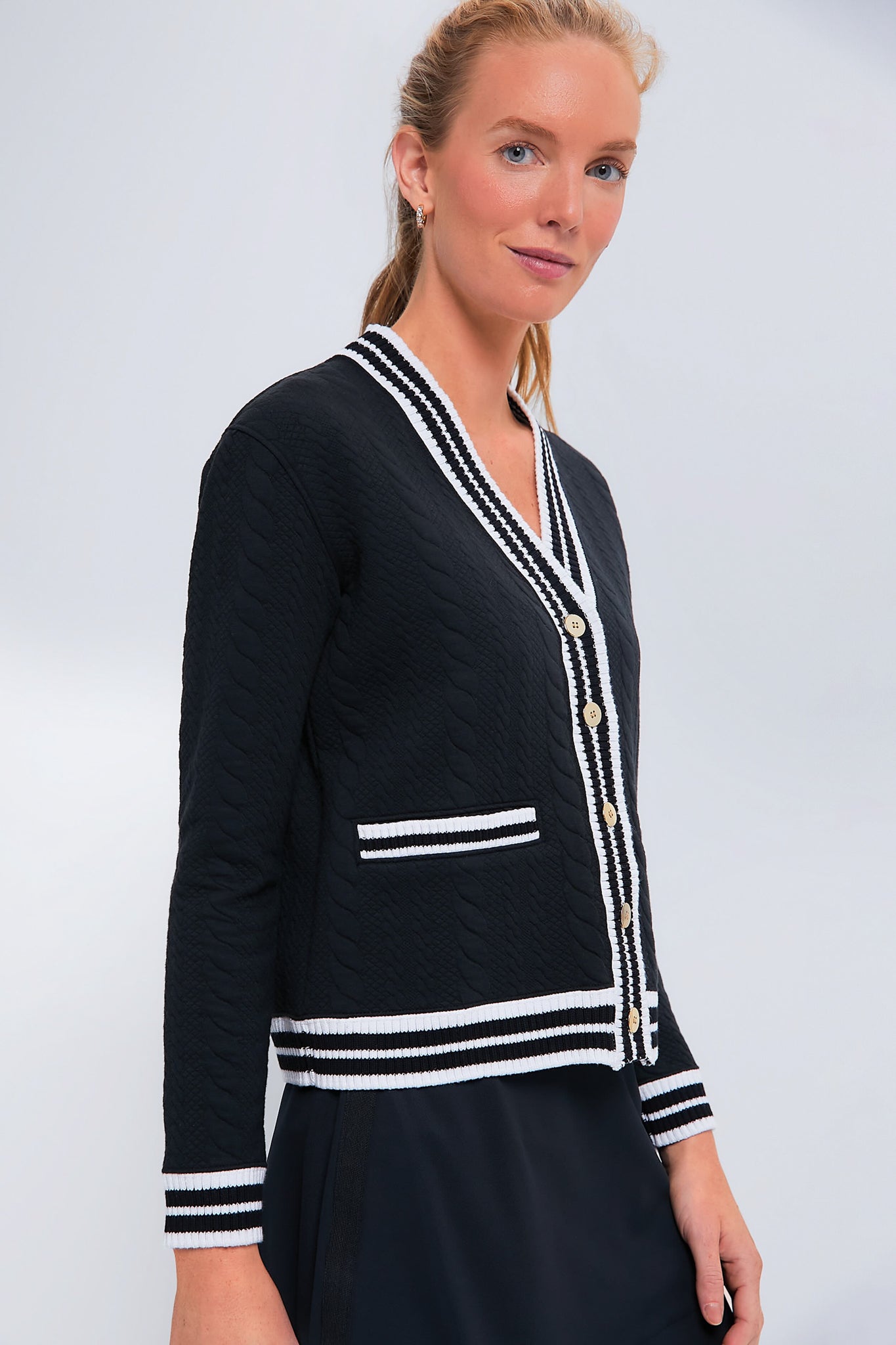 Black Cable Charley Cardigan