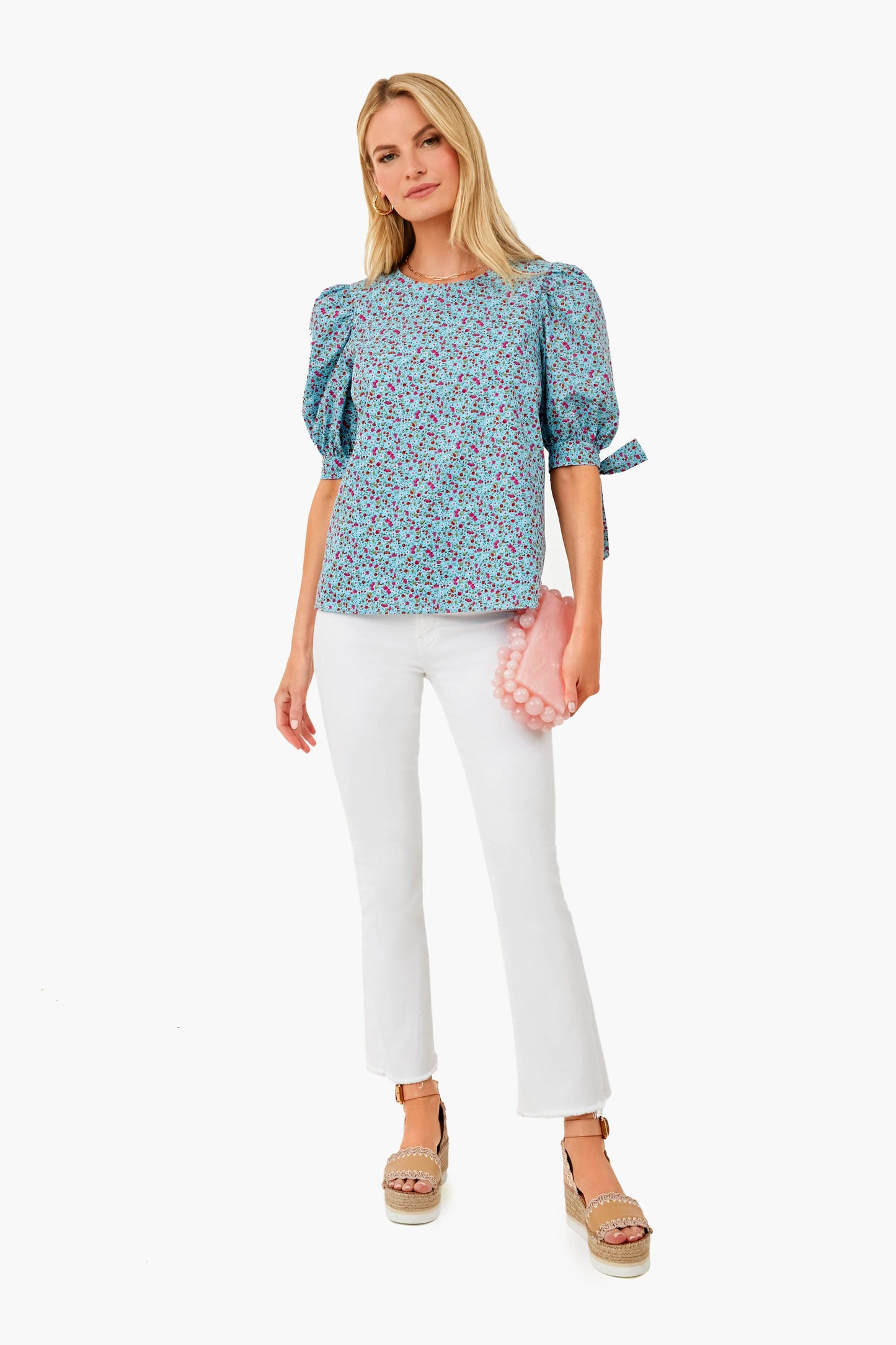 Blue Ditsy Floral Fiona Blouse