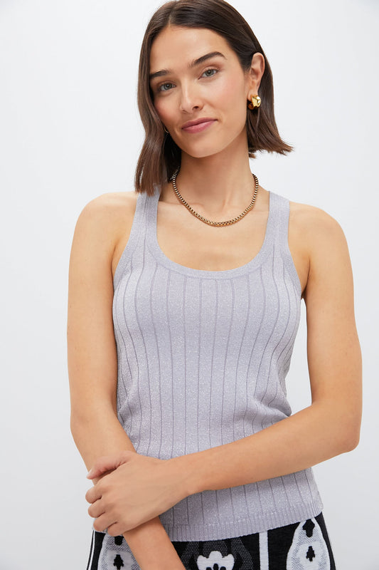 Silver Metallic Knit Ari Tank