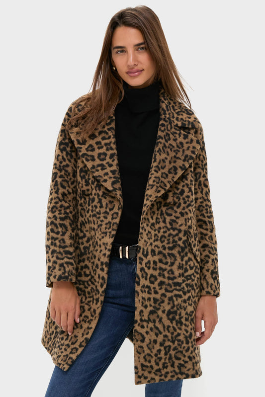 Leopard Brushed Wool Harley Peacoat