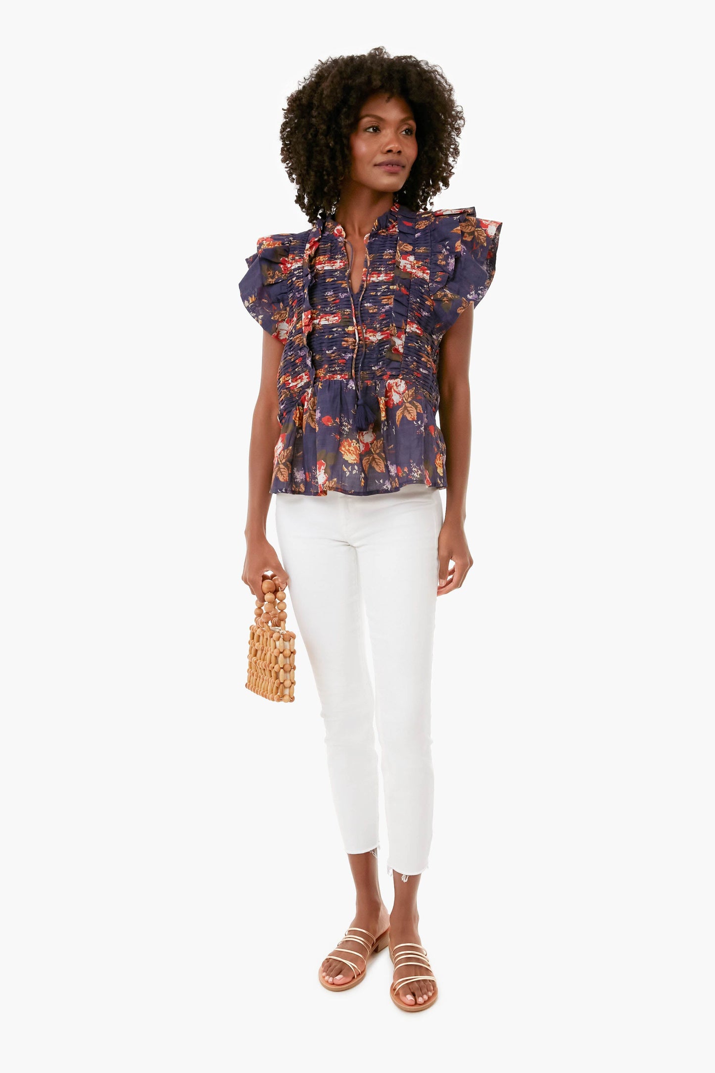 Navy Esme Flutter Sleeve Top