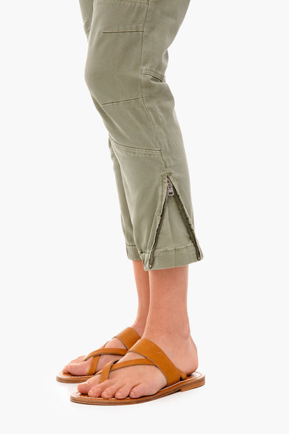 Washed Military Banded Bottom Trapunto Pant