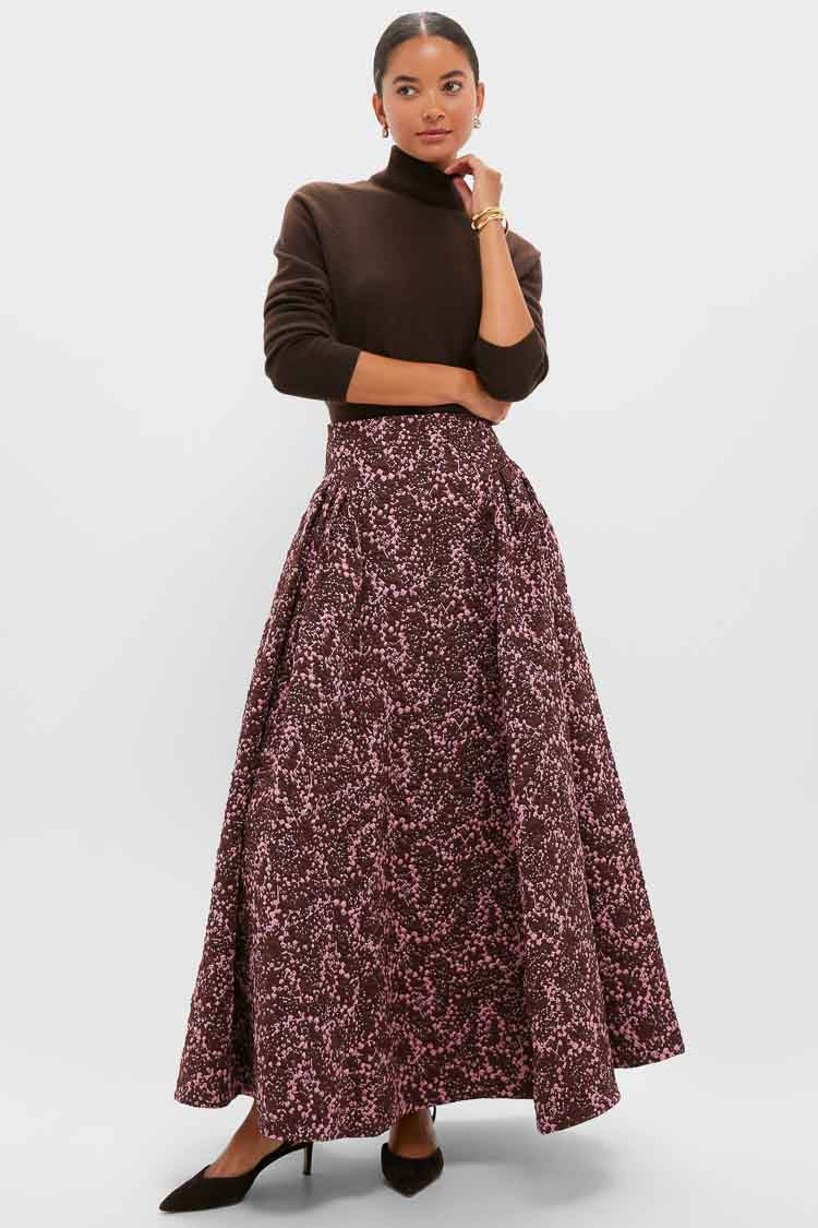 Mulberry Jacquard Sylvie Midi Skirt