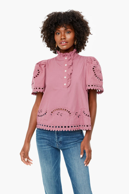 Orchid Santos Eyelet Short Sleeve Top
