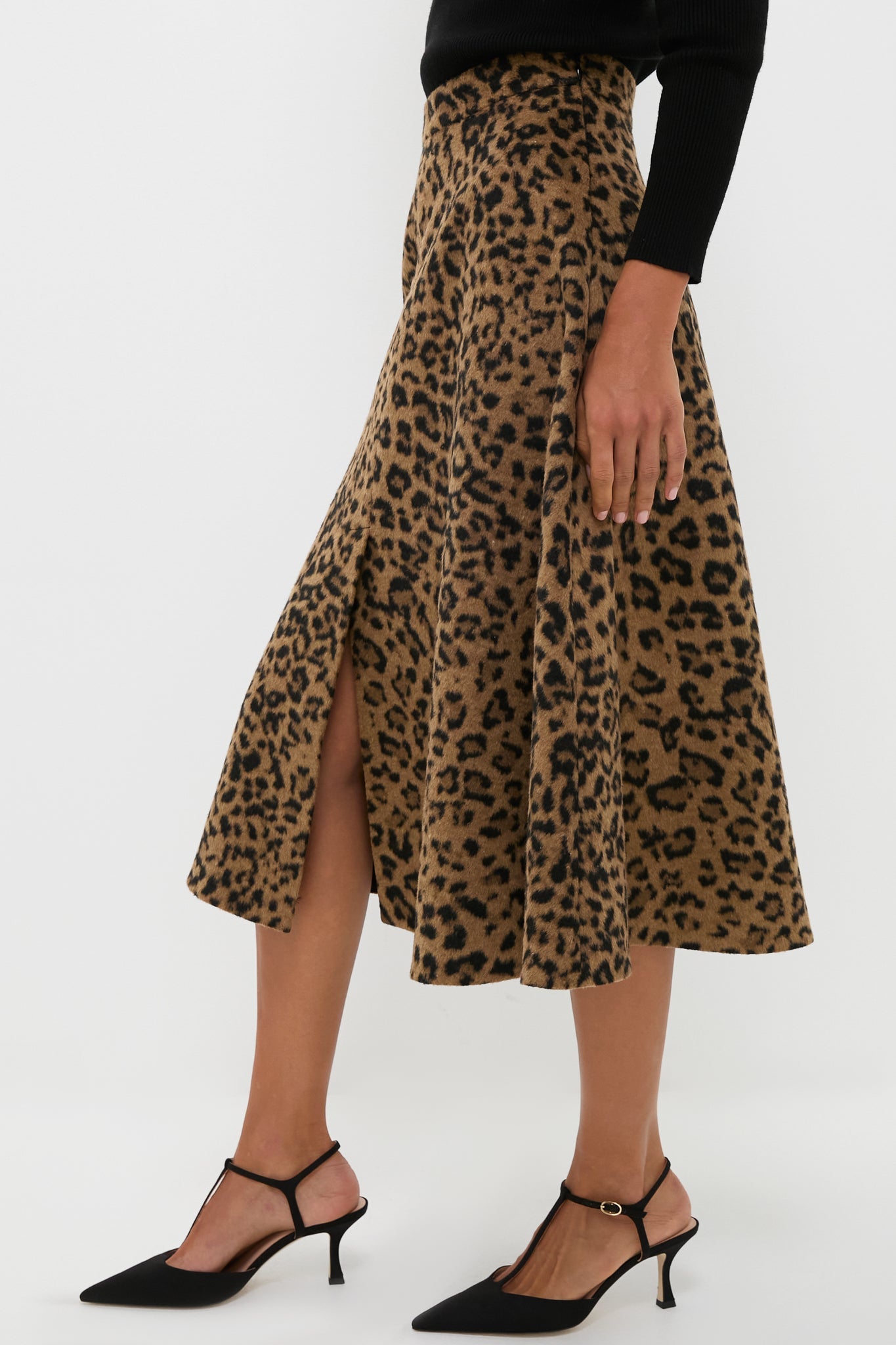 Leopard Brushed Wool Andrea Circle Skirt