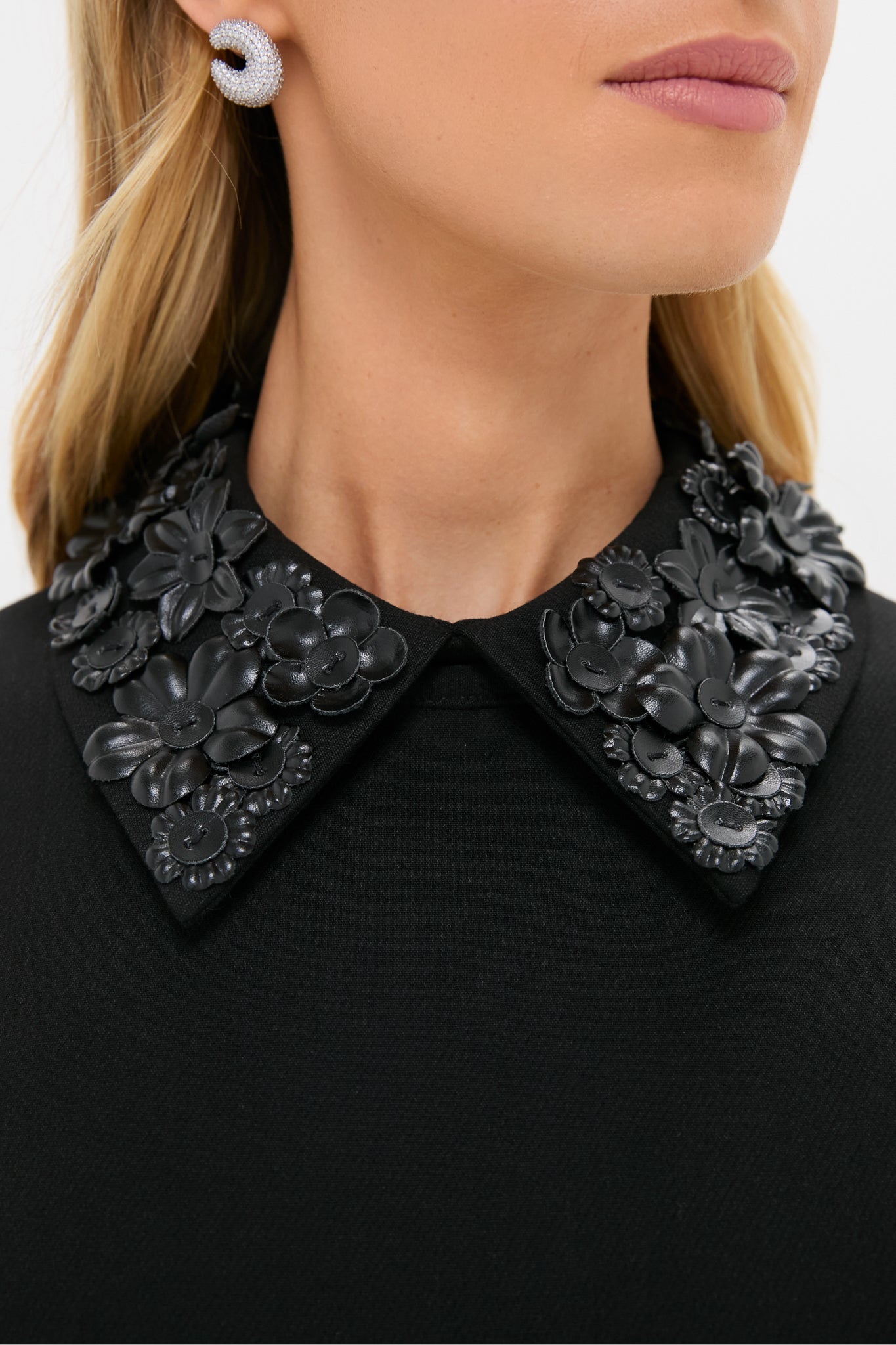 Black Floral Applique Helena Dress