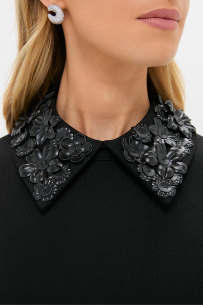 Black Floral Applique Helena Dress