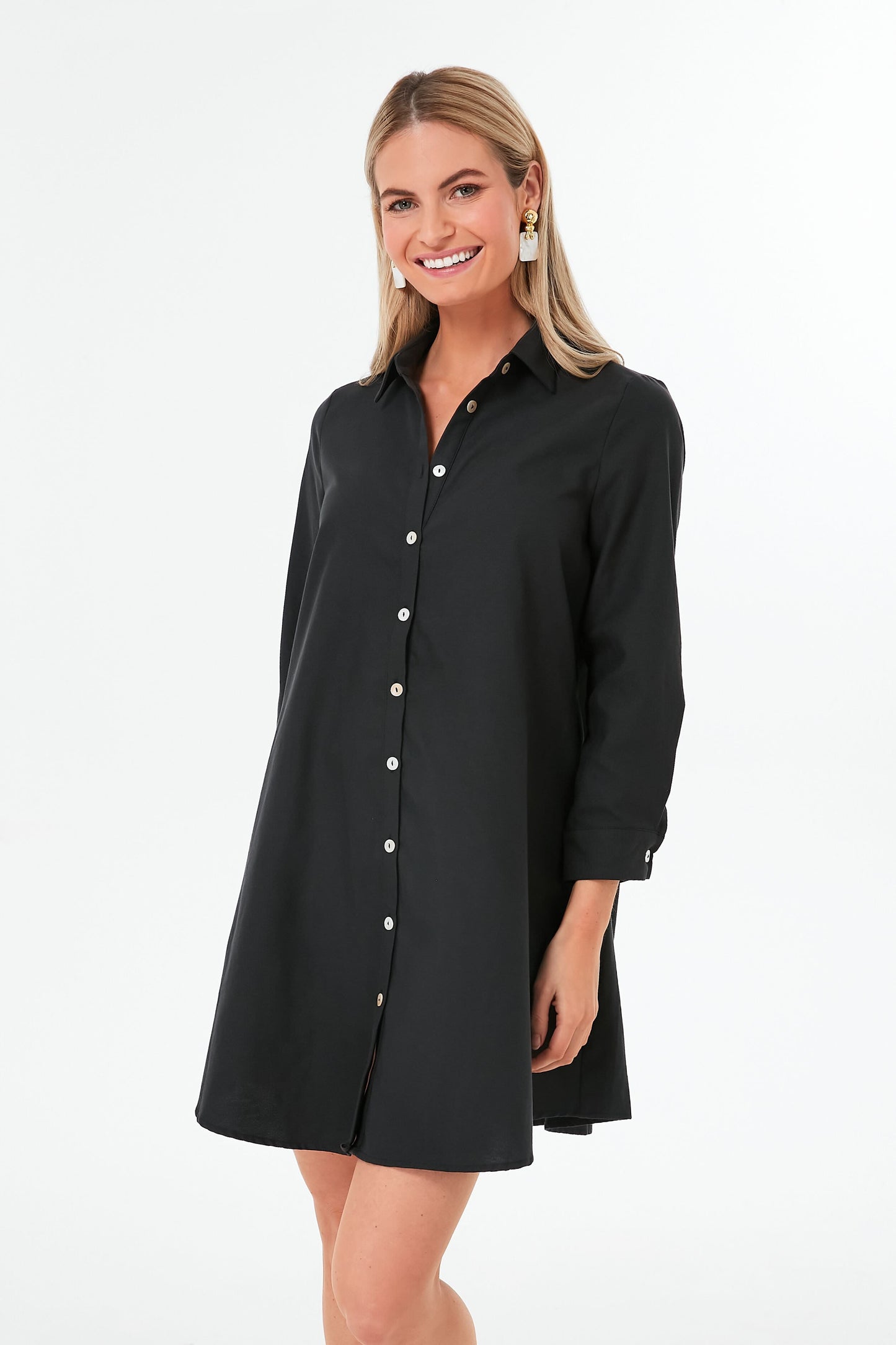Black Oxford Harris Shirt Dress