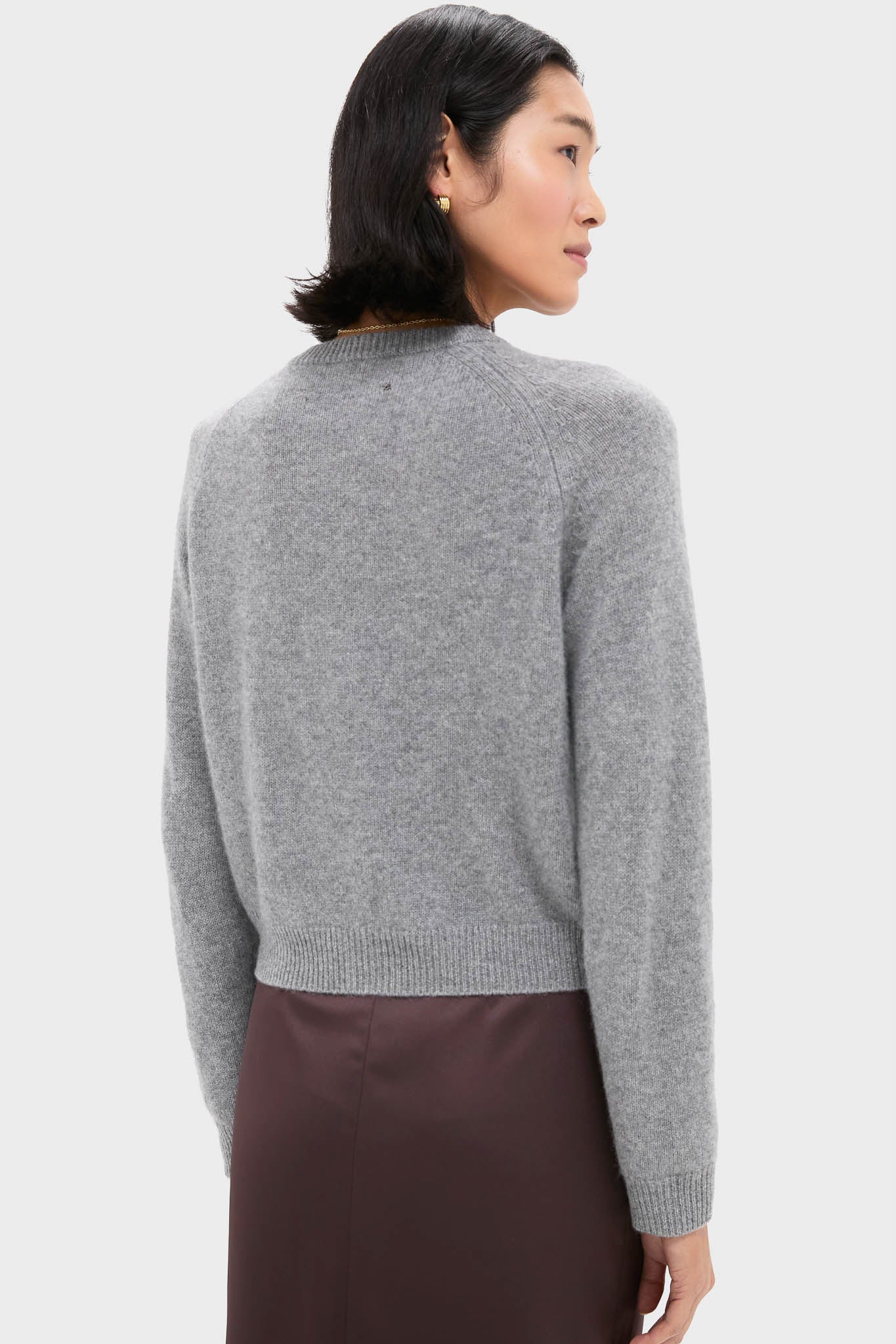 Gray Knot Button Cashmere Cardigan